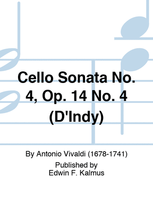 Book cover for Cello Sonata No. 4, Op. 14 No. 4 (D'Indy)