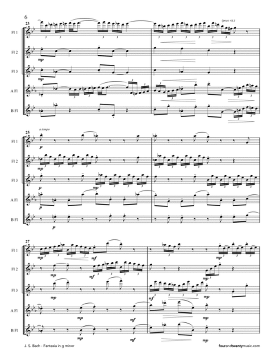 Fantasia in g minor, BWV 906, arranged for flute quartet or quintet image number null