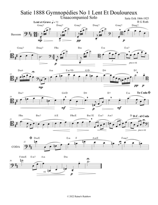 Book cover for Satie Gymnopédies No 1 Lent Bassoon Solo