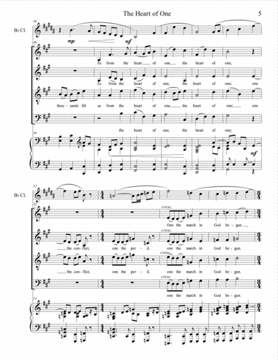 The Heart of One (SATB/piano/clarinet) - Brenda Portman