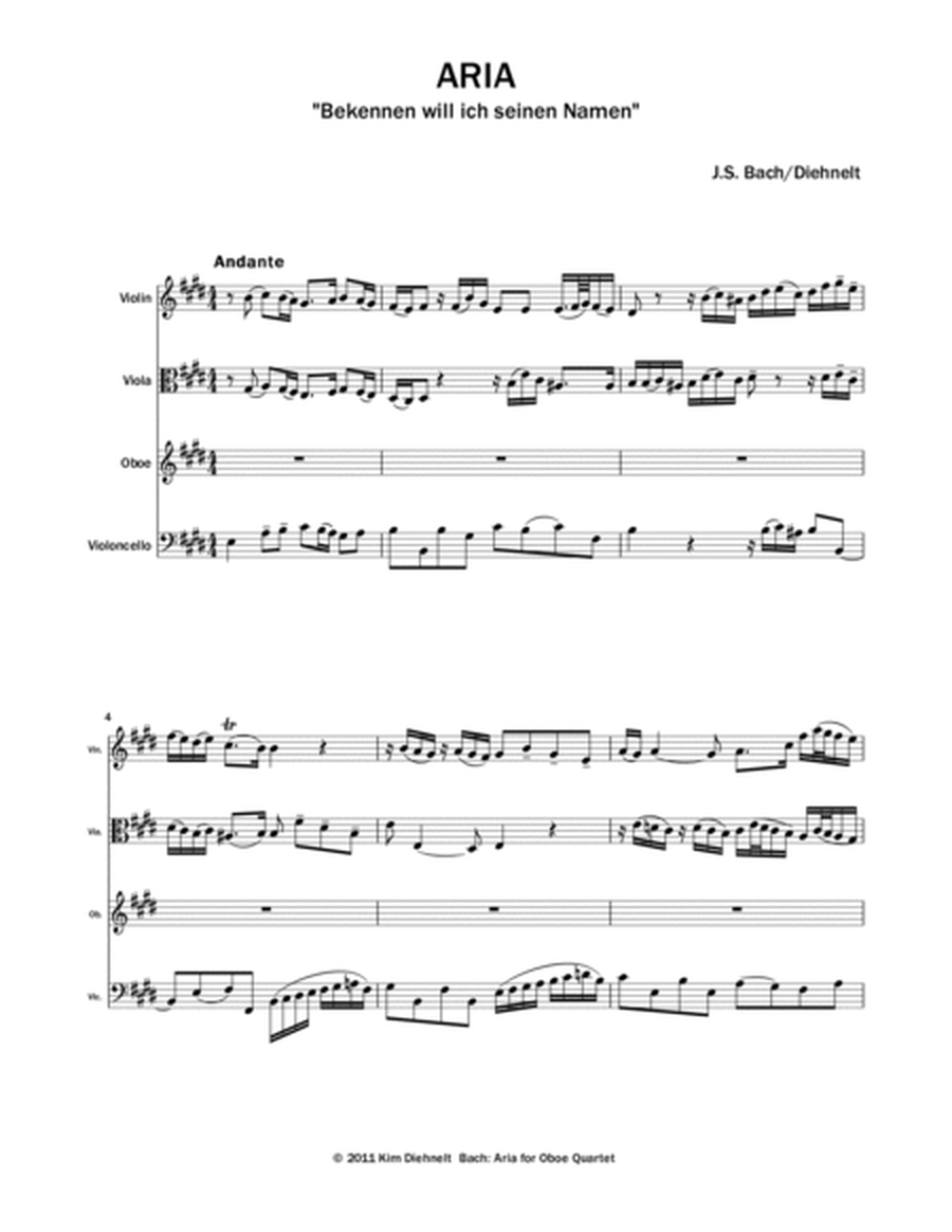 Bach: Aria - "Bekennen will ich seinen Namen" for oboe quartet image number null