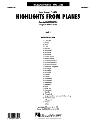 Book cover for Highlights from "Planes" - Conductor Score (Full Score)