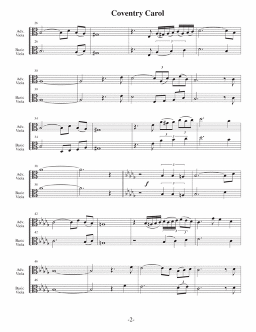 Coventry Carol (Arrangements Level 3-5 for VIOLA + Written Acc) image number null