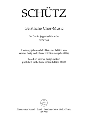 Book cover for Das ist je gewisslich wahr SWV 388 (No. 20 from "Geistliche Chor-Music" (1648))