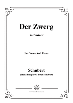 Book cover for Schubert-Der Zwerg,Op.22 No.1,in f minor,for Voice&Piano