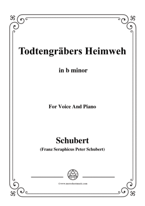 Book cover for Schubert-Todtengräbers Heimweh,in b minor,for Voice&Piano