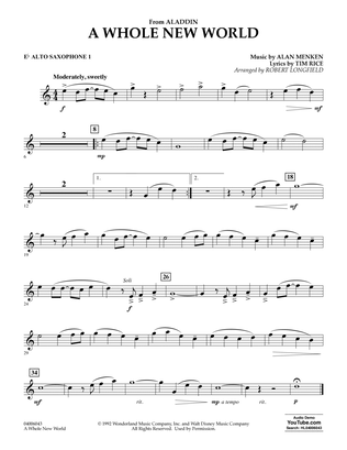 Book cover for A Whole New World (from Aladdin) (arr. Robert Longfield) - Eb Alto Saxophone 1