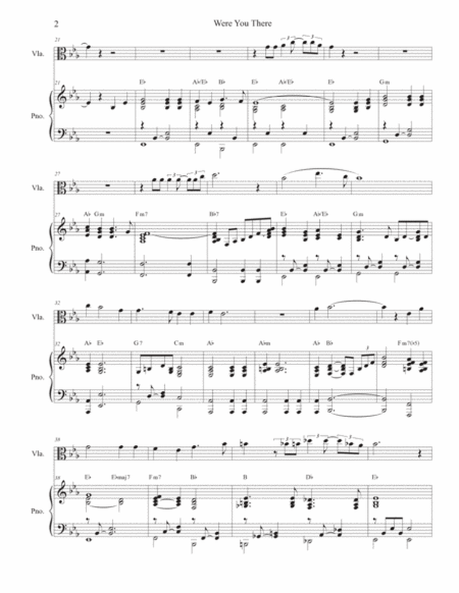 Were You There (with "When I Survey The Wondrous Cross") (Viola solo and Piano) by Stephen DeCesare Piano - Digital Sheet Music