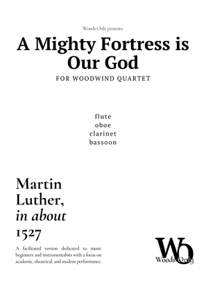 Book cover for A Mighty Fortress is Our God by Luther for Woodwind Quartet