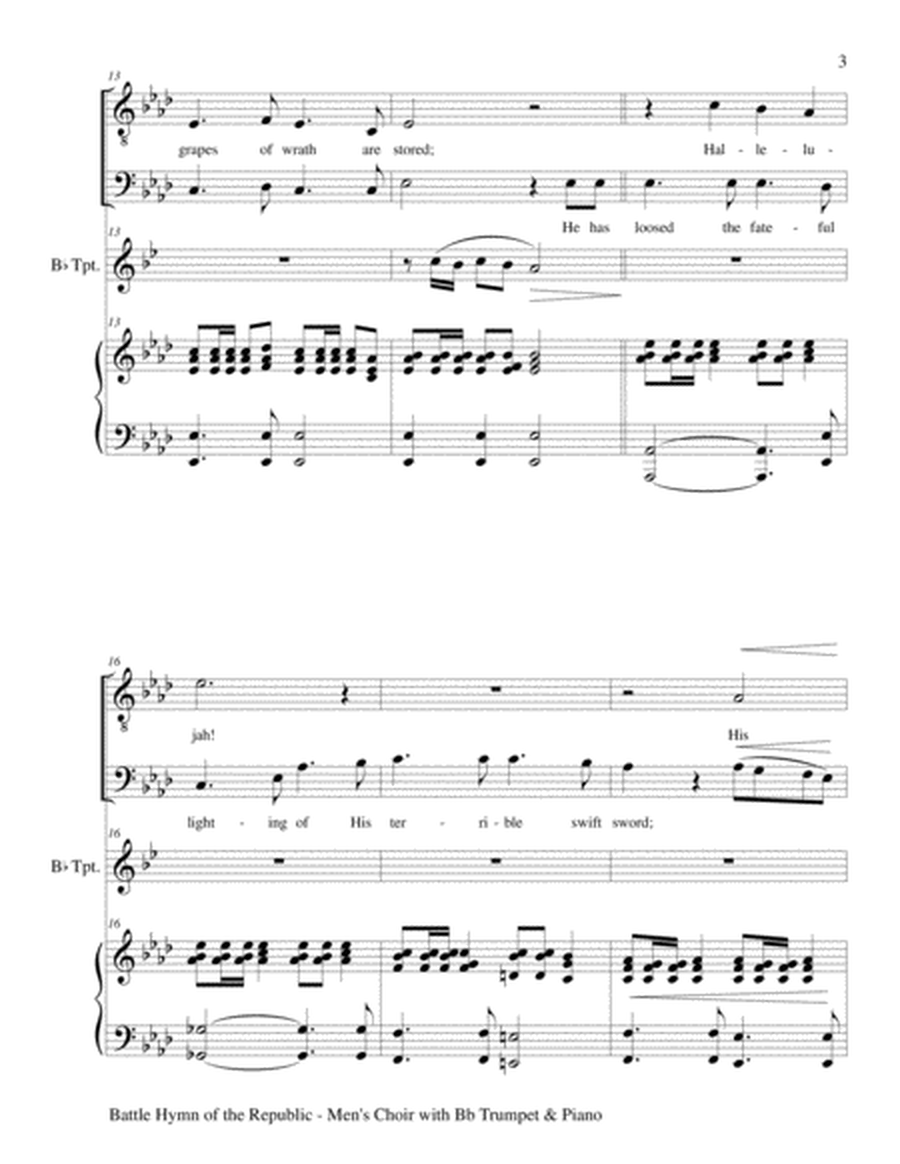 BATTLE HYMN OF THE REPUBLIC (for 2 Part Men's Choir with Trumpet and Piano) image number null