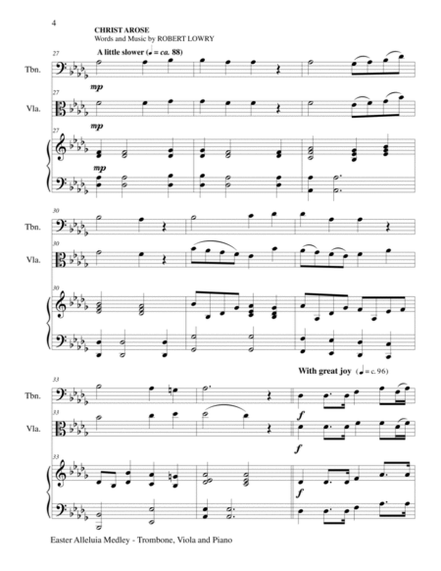 EASTER ALLELUIA MEDLEY (Trio – Trombone, Viola and Piano) Score and Parts image number null