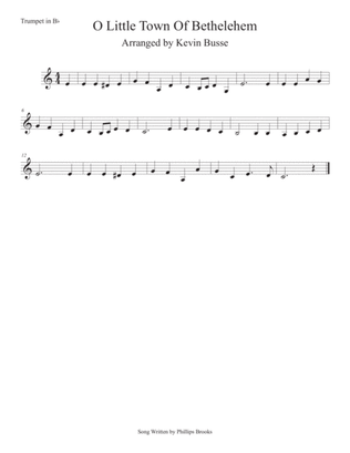 Book cover for O Little Town Of Bethlehem (Easy key of C) Trumpet