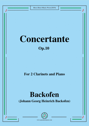Book cover for Backofen-Concertante,Op.10,for 2 Clarinets and Piano
