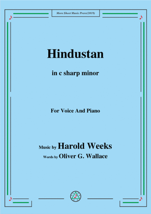 Book cover for Harold Weeks-Hindustan,in c sharp minor,for Voice&Piano