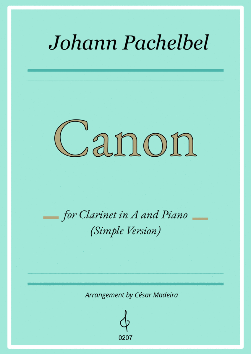 Pachelbel's Canon in D - Clarinet in A and Piano - Simple Version (Individual Parts) image number null