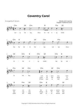 Book cover for Coventry Carol (Key of C-Sharp Minor)