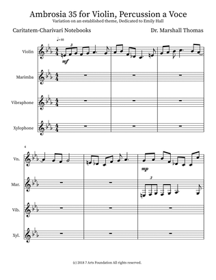 Ambrosia 35 for Violin, Percussion a Voce