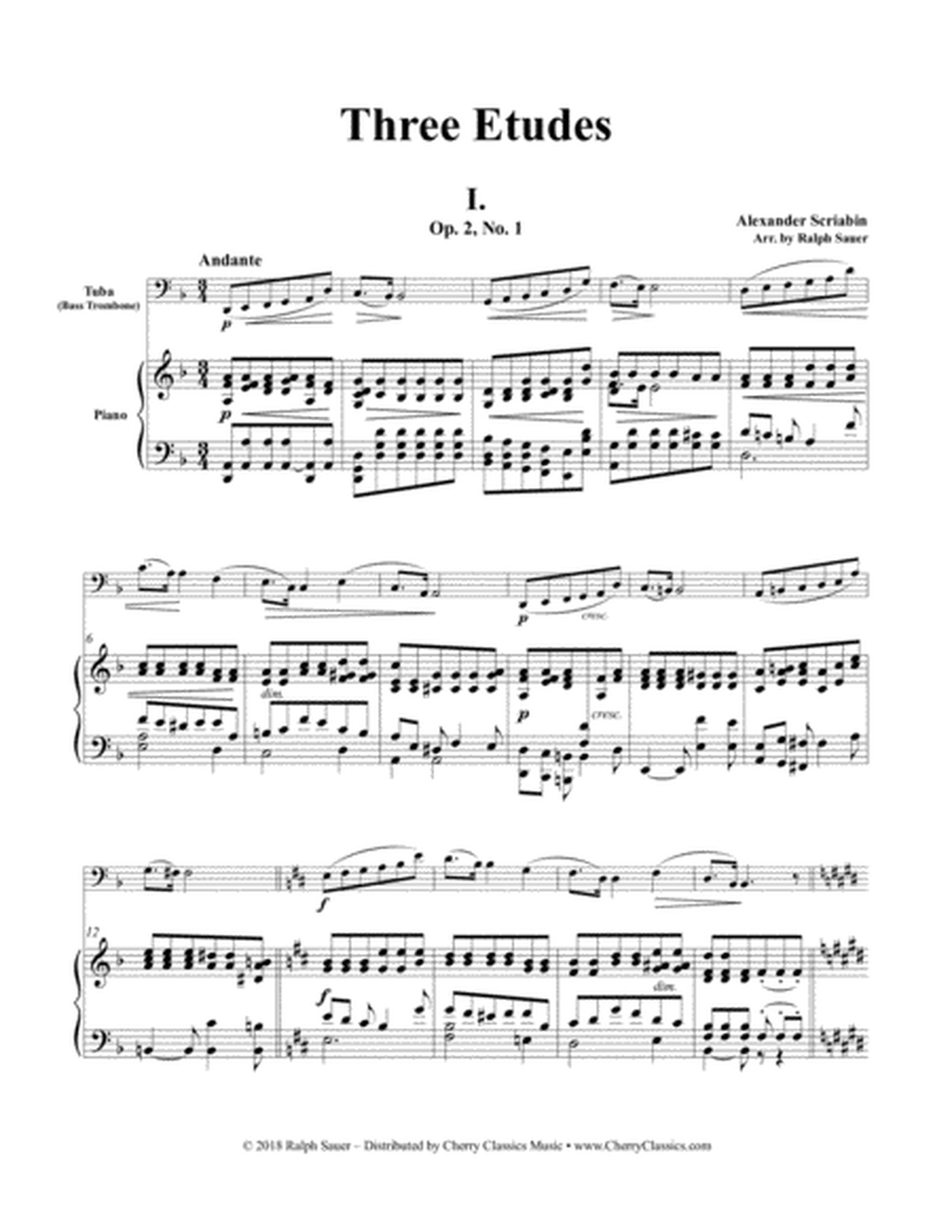 Three Etudes for Tuba or Bass Trombone and Piano