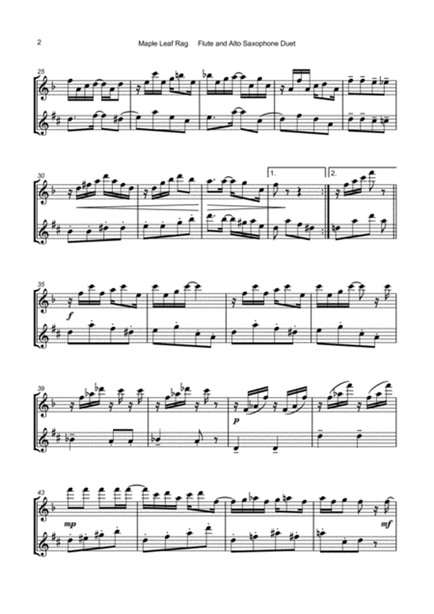 Maple Leaf Rag, by Scott Joplin, Flute and Alto Saxophone Duet