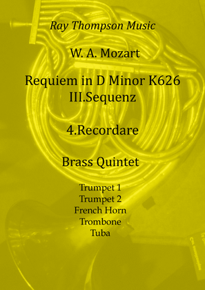 Book cover for Mozart: Requiem in D Minor K626 III.Sequenz No.4 Recordare - brass quintet