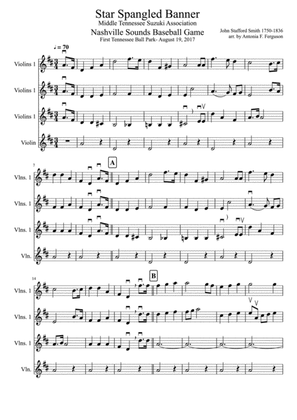 Book cover for Star Spangled Banner for 4 part Violin Group (all levels)