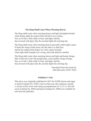 The King Shall Come When Morning Dawns (Downloadable SATB Version String Orchestra Score)