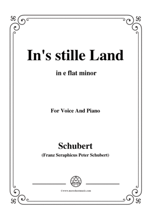 Book cover for Schubert-In's stille Land,in e flat minor,for Voice&Piano