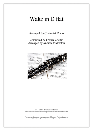 Book cover for Waltz in D Flat, Op. 64, No. 1 arranged for Clarinet and Piano