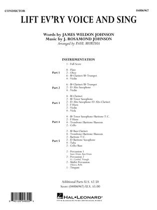 Book cover for Lift Ev'ry Voice And Sing (arr. Paul Murtha) - Conductor Score (Full Score)