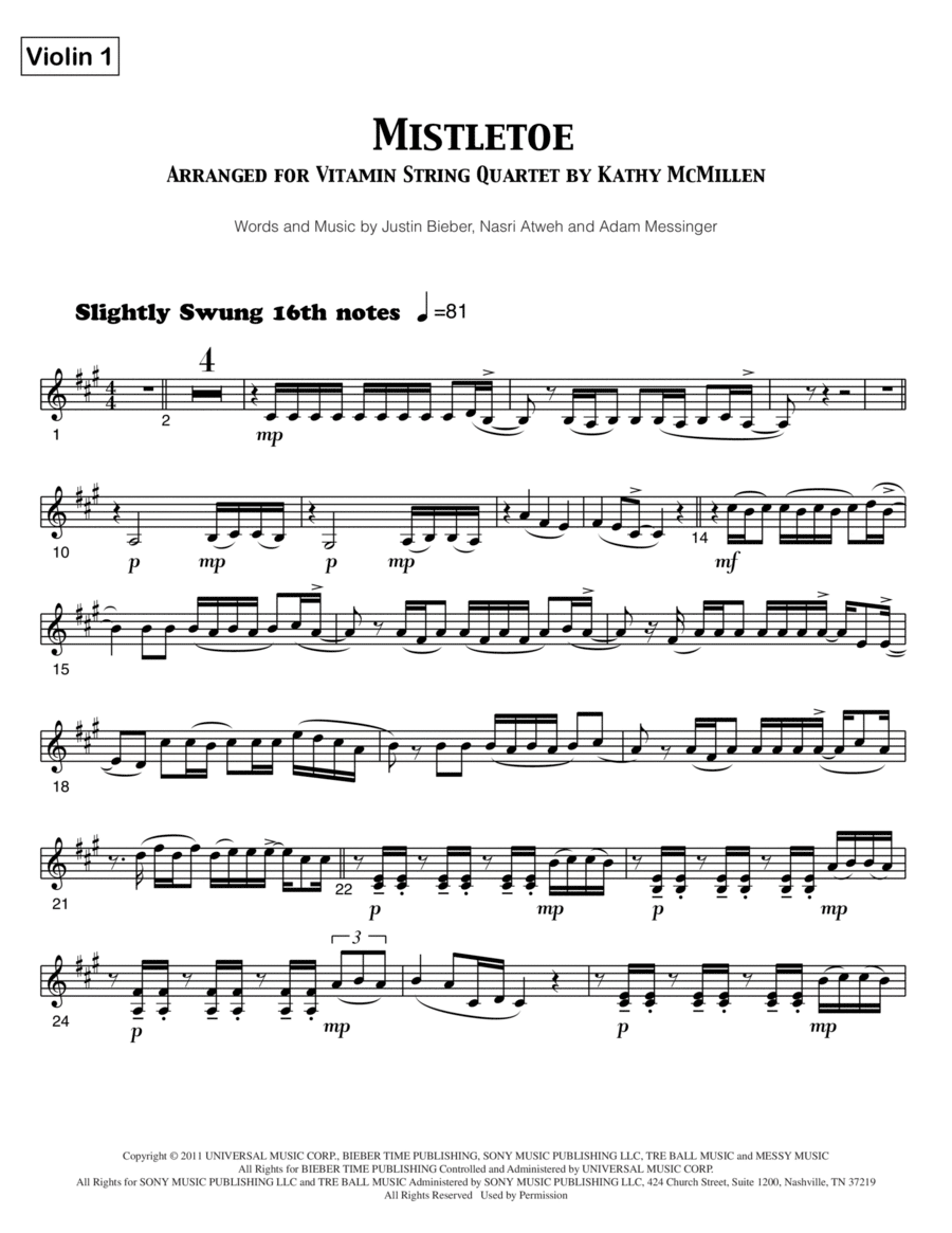 Mistletoe - Violin 1
