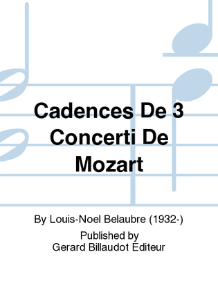 Book cover for Cadences de 3 Concerti de Mozart