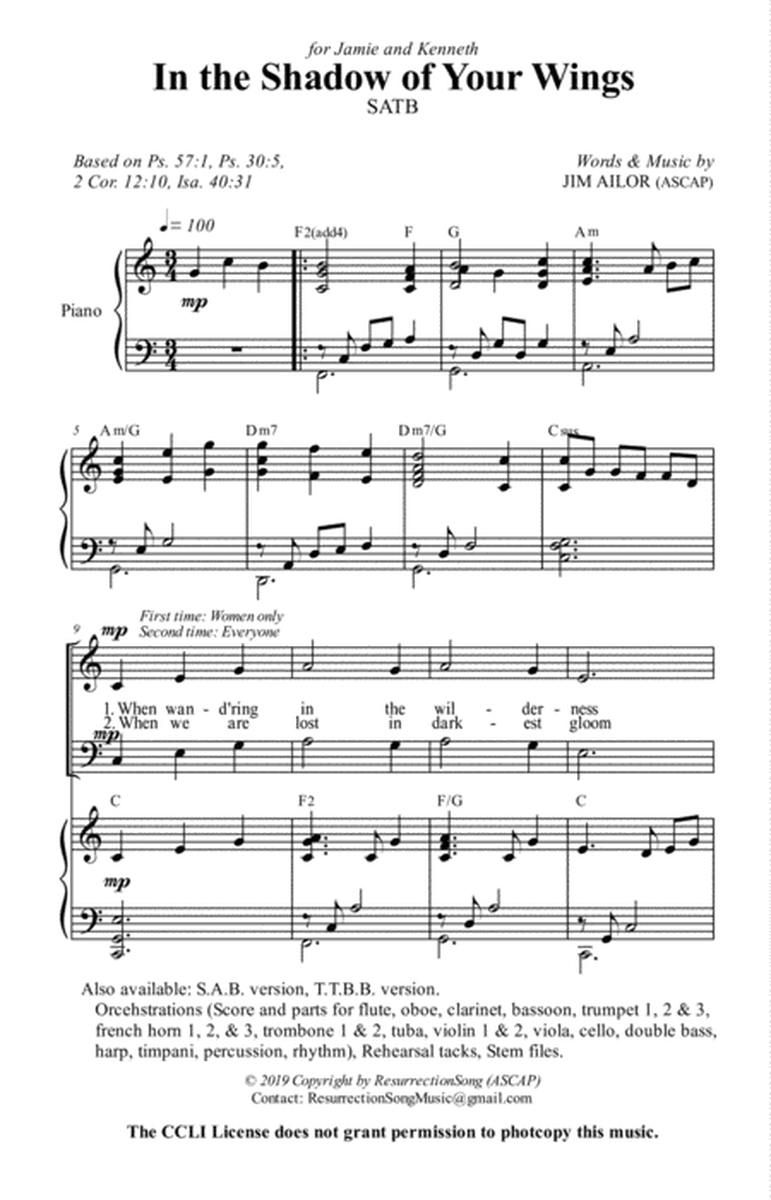In the Shadow of Your Wings - Choral Anthem (SATB) image number null