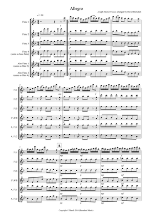 Book cover for Allegro by Fiocco for Flute Quartet