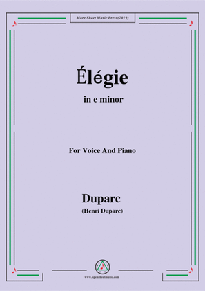 Book cover for Duparc-Élégie in e minor