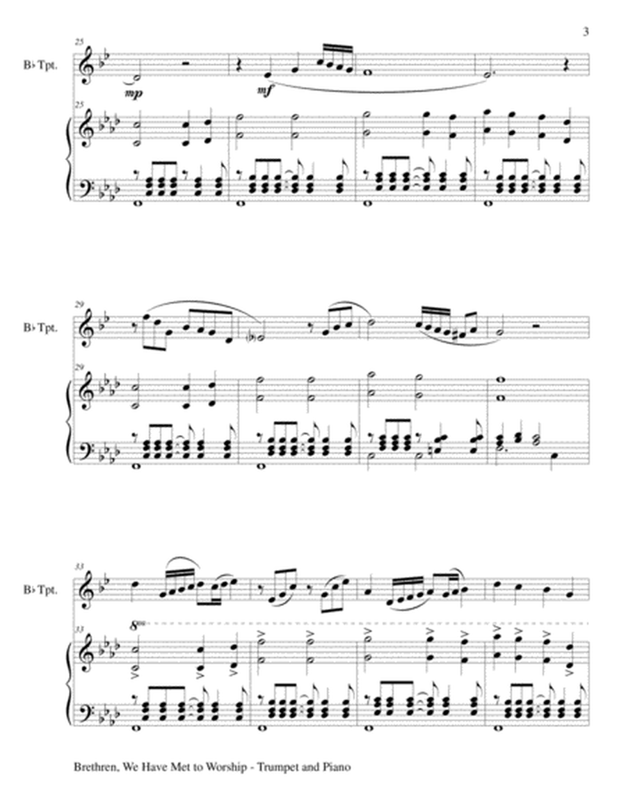 BRETHREN, WE HAVE MET TO WORSHIP (Duet – Bb Trumpet and Piano/Score and Parts) image number null