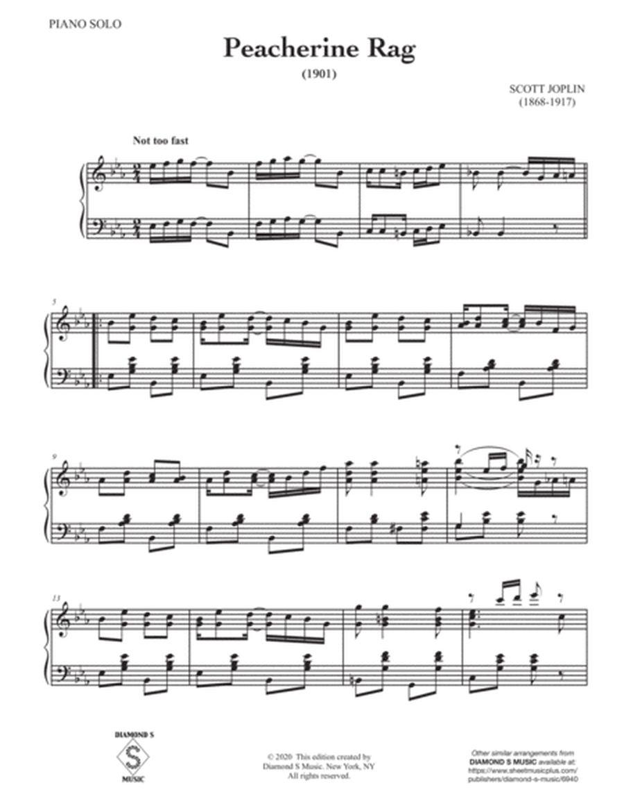 Peacherine Rag (A Ragtime Two-Step) - Scott Joplin - Piano Solo image number null