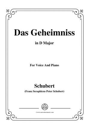Schubert-Das Geheimniss,Op.173 No.2,in D Major,for Voice&Piano