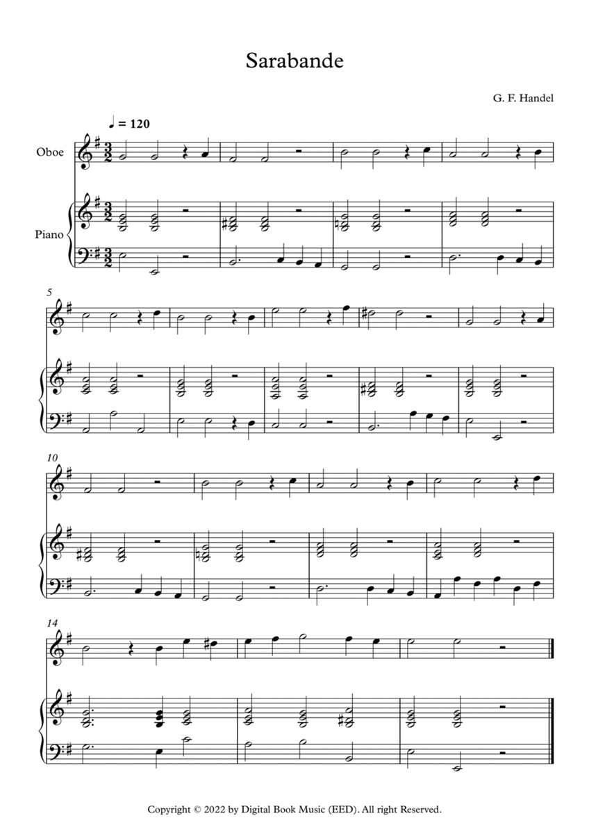 Sarabande - George Frideric Handel (Oboe + Piano) image number null