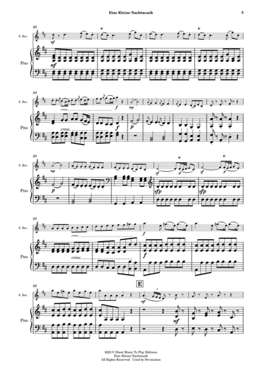 Eine Kleine Nachtmusik (1 mov.) - Soprano Recorder and Piano (Full Score and Parts) image number null