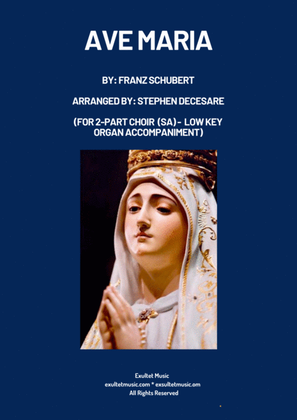 Book cover for Ave Maria (for 2-part choir (SA) - Low Key - Organ accompaniment)