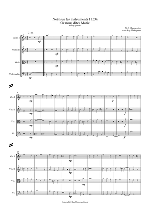Book cover for Charpentier: Noëls sur les instruments H 534: Or nous dites Marie - string quartet