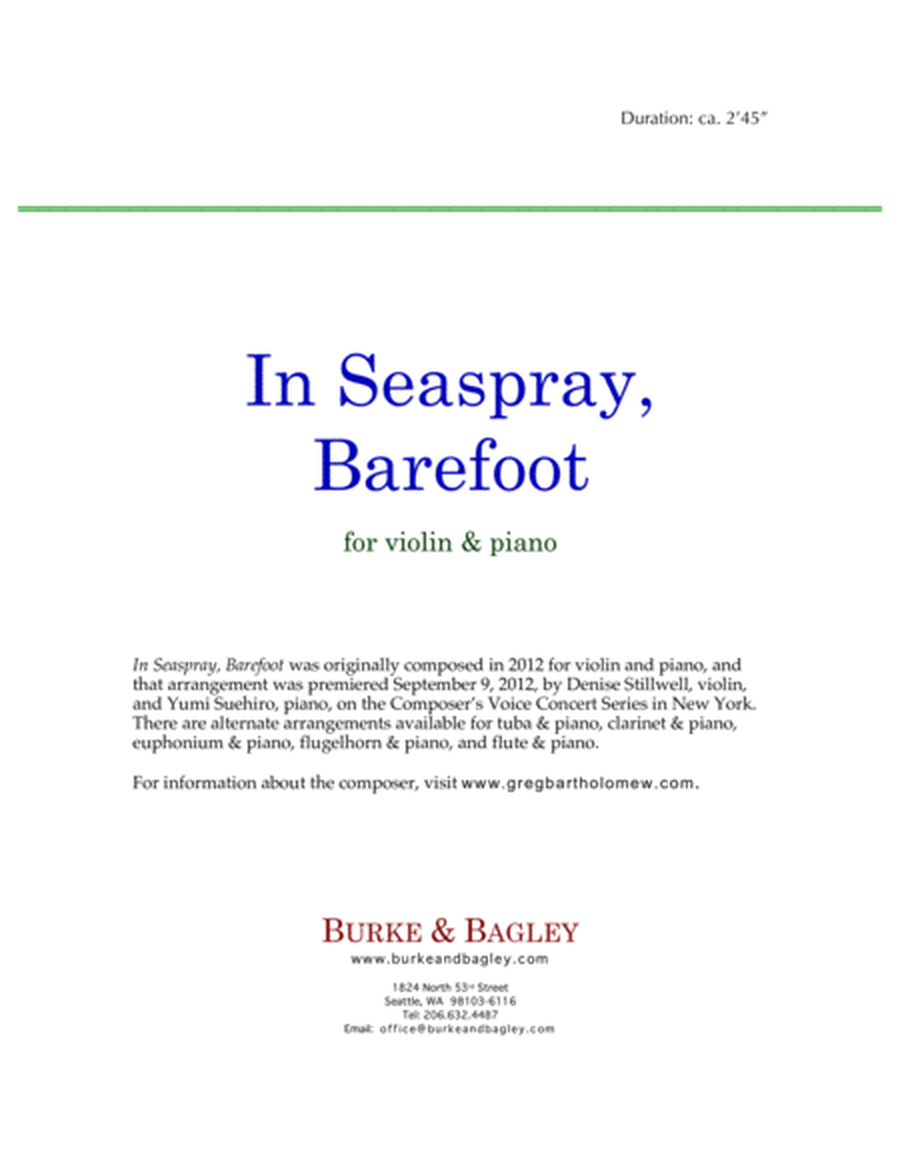 In Seaspray, Barefoot (violin & piano) image number null