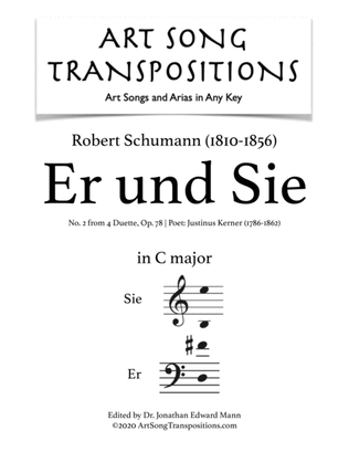 Book cover for SCHUMANN: Er und Sie, Op. 78 no. 2 (transposed to C major, Er in bass clef)