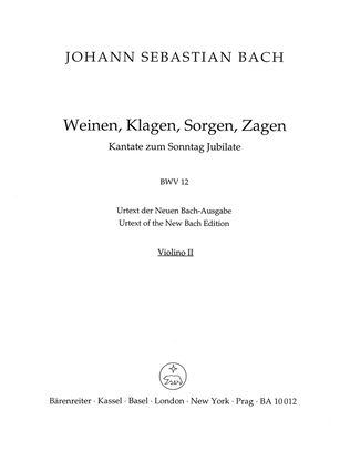 Book cover for Weeping, crying, sorrow, sighing, BWV 12