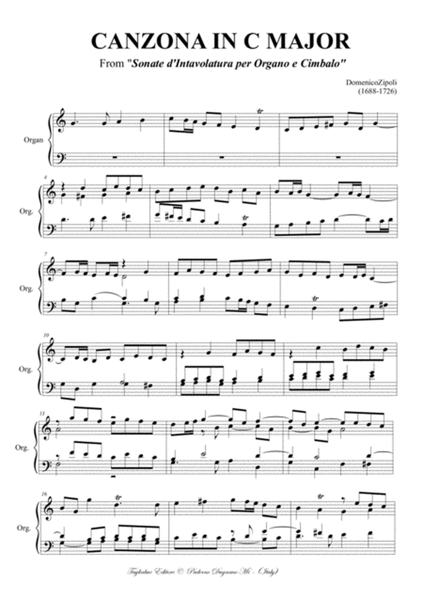 CANZONA IN C MAJOR - D. Zipoli - From Sonate d'intavolatura per Organo e Cimbalo image number null