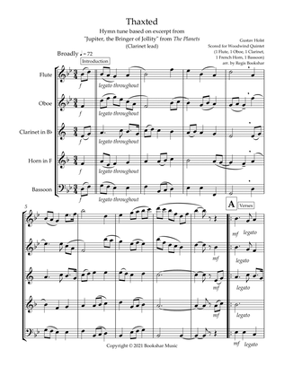 Thaxted (hymn tune based on excerpt from "Jupiter" from The Planets) (Bb) (Woodwind Quintet - 1 Flut