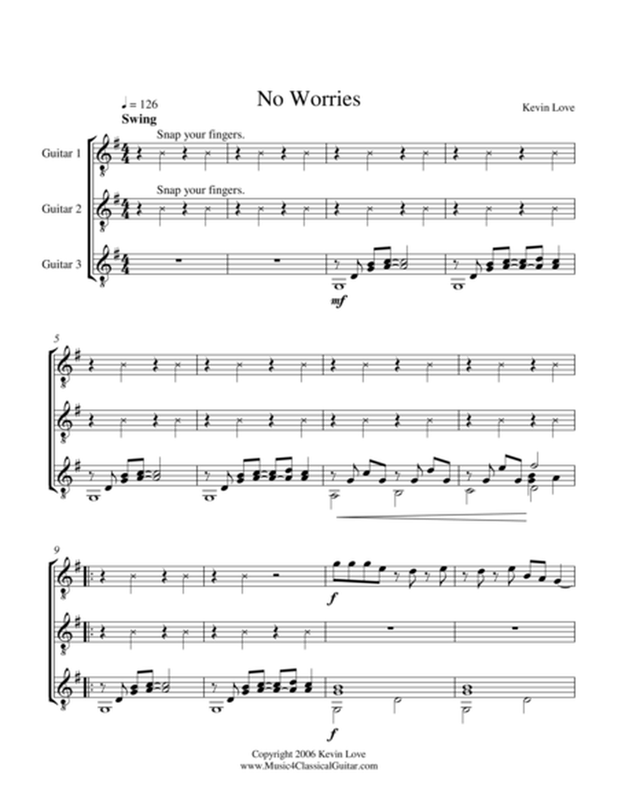 No Worries (Guitar Trio) - Score and Parts image number null