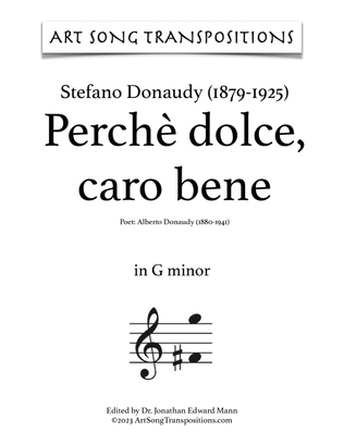 Book cover for DONAUDY: Perchè dolce, caro bene (transposed to G minor)