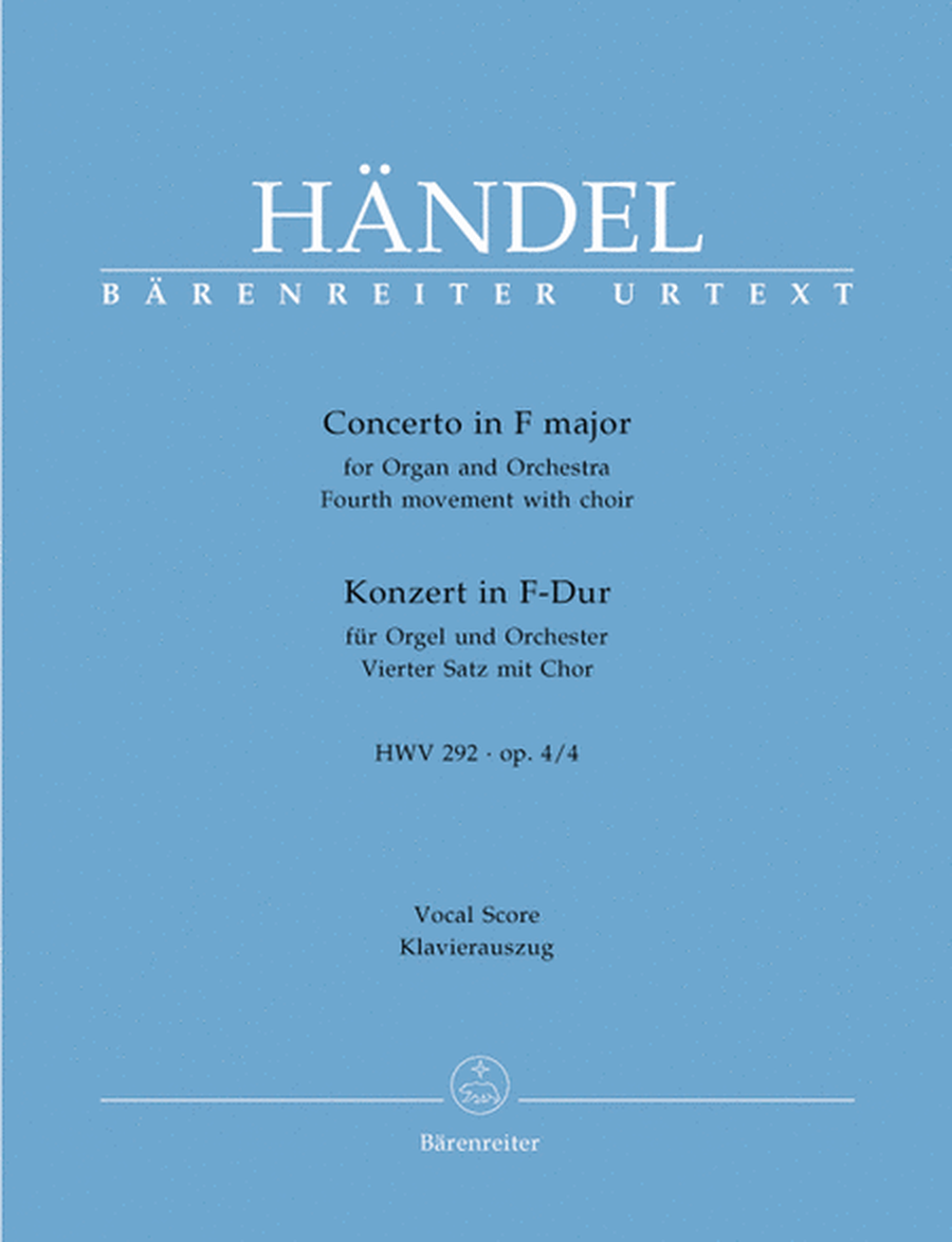 Concerto for Organ and Orchestra F major, Op. 4/4 HWV 292