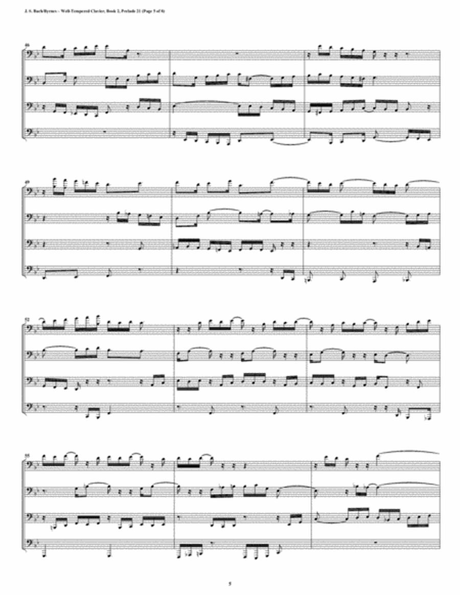 Prelude 21 from Well-Tempered Clavier, Book 2 (Euphonium-Tuba Quartet) image number null